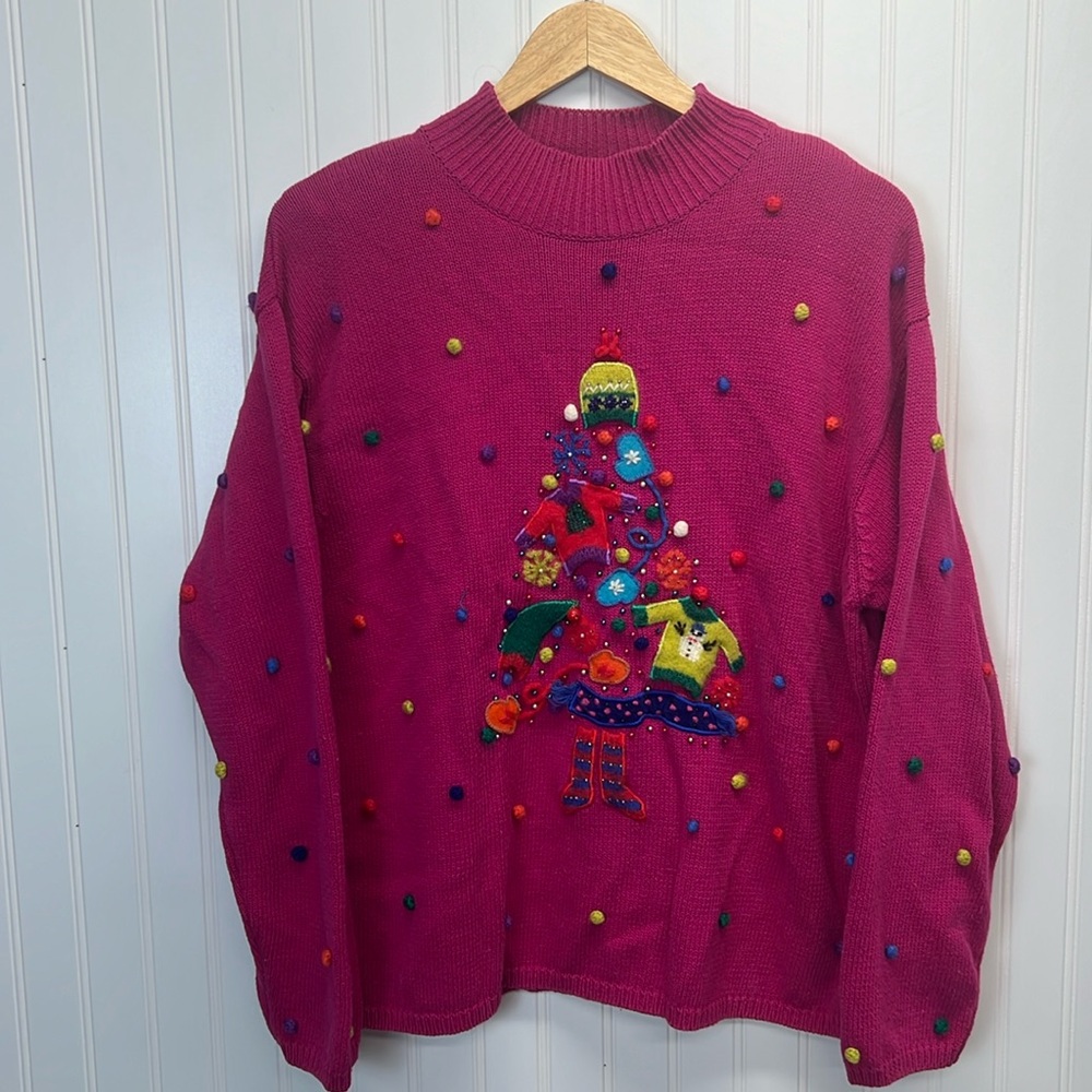 Vintage 1999 Marissa Christina Christmas Mock‎ Neck Sweater Sz L